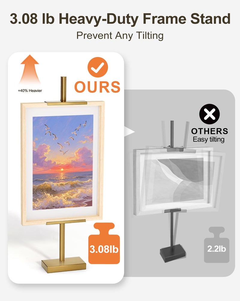 Victawks Adjustable Tabletop Easel Stand, Picture Easels for Display Up to 29"" H, Metal Picture Frame Holder Stand Table for Art, Photo (Gold) - Image 3